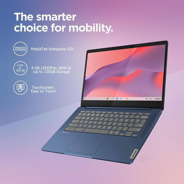 لپتاپ کروم بوک 14 اینچی لنوو مدل Chromebook IdeaPad 3 CB 14IGL05 - نگهداری شارژ تا 10 ساعت - استوک